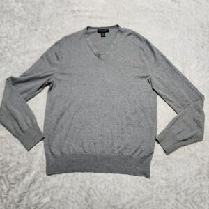 Banana Republic Luxury Blend Mens Sweater V Neck Gray Silk Cotton Cashmere Sz M